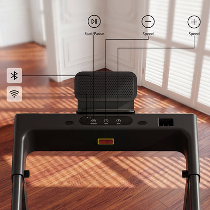 DeerRun All-New 2026 A1 Pro Move+ Smart Foldable Treadmill with 6% Incline & NFC | 350 lbs, 10 mph, Black