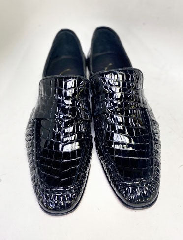 C Collection Crocodile Leather Loafer - Black